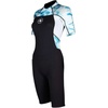 image:imageAQUALUNG Womens Hydroflex 3mm Shorty Wetsuit  Durable Flexible Neoprene Warm Water Zippered Graphic Short Sleeve Suit for Scuba Diving amp SnorkelingBlack Print Light Blue
