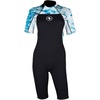 image:imageAQUALUNG Womens Hydroflex 3mm Shorty Wetsuit  Durable Flexible Neoprene Warm Water Zippered Graphic Short Sleeve Suit for Scuba Diving amp SnorkelingBlack Print Light Blue