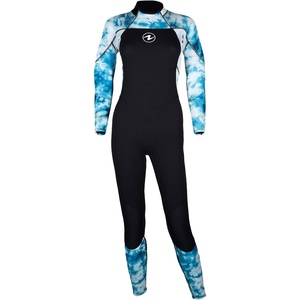 image:imageAQUALUNG Womens Hydroflex 3mm Dive Wetsuit  Durable AbrasionResistant SuperStretch Neoprene Jumpsuit with Protective Kneepads for Warm Water DivingBlack Print Light Blue