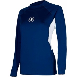 image:imageAqualung Womens Loose Fit Long Sleeve Diving Rashguard  QuickDry Stretch UPF 40 Sun Protection Water Sports Swim ShirtNavy BlueWhite