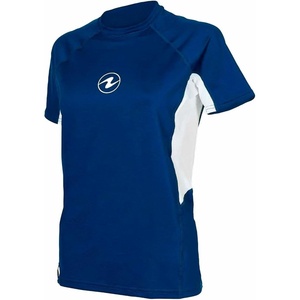 image:imageAqualung Womens Loose Fit Short Sleeve Diving Rashguard  QuickDry Stretch UPF 40 Sun Protection Water Sports Swim ShirtNavy BlueWhite