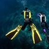 image:imageAqualung Phazer Dive Fins  TriMaterial OpenHeel Scuba Diving Swim Fins wWave Rib Technology Hydro Power VentBlackYellow