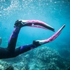 image:imageAqualung Phazer Dive Fins  TriMaterial OpenHeel Scuba Diving Swim Fins wWave Rib Technology Hydro Power VentWhitePink